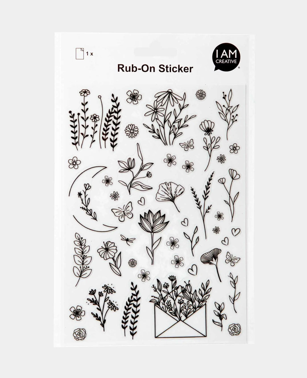 Rub-On Sticker Blumen, Bunt, 14.5 x 21 cm (A 5), 1 Blatt