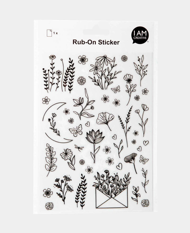 Rub-On Sticker Blumen, Bunt, 14.5 x 21 cm (A 5), 1 Blatt