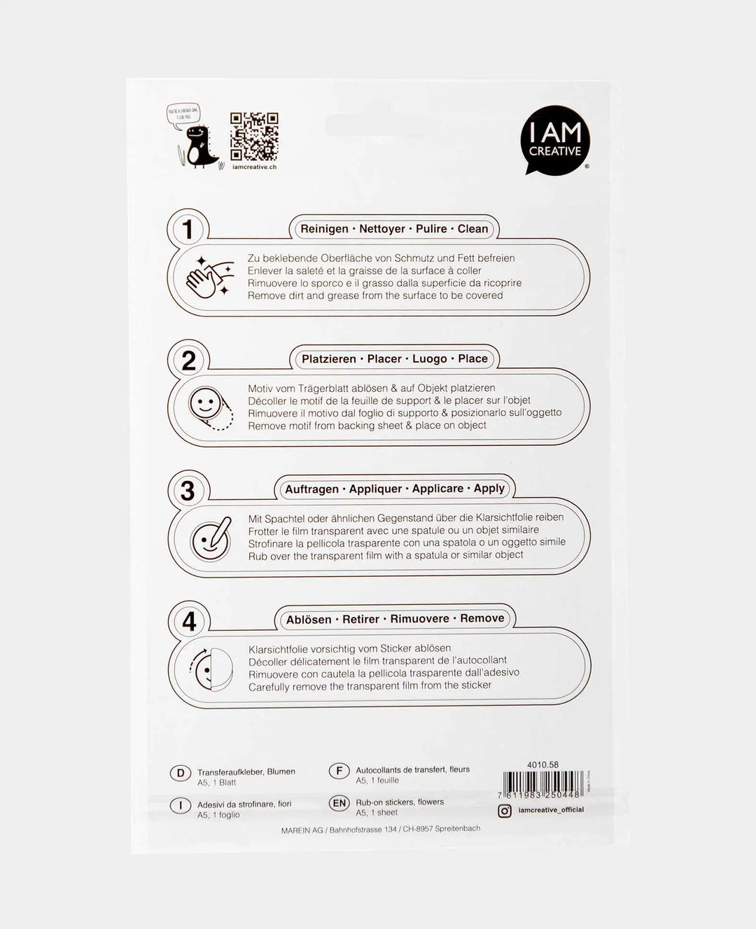 Rub-On Sticker Blumen, Bunt, 14.5 x 21 cm (A 5), 1 Blatt