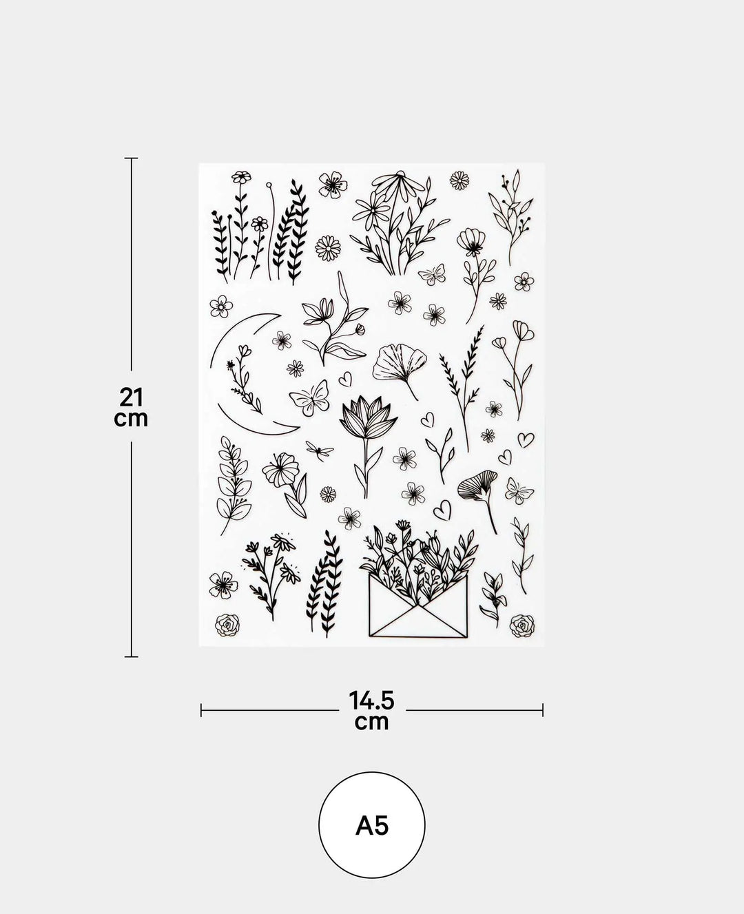 Rub-On Sticker Blumen, Bunt, 14.5 x 21 cm (A 5), 1 Blatt