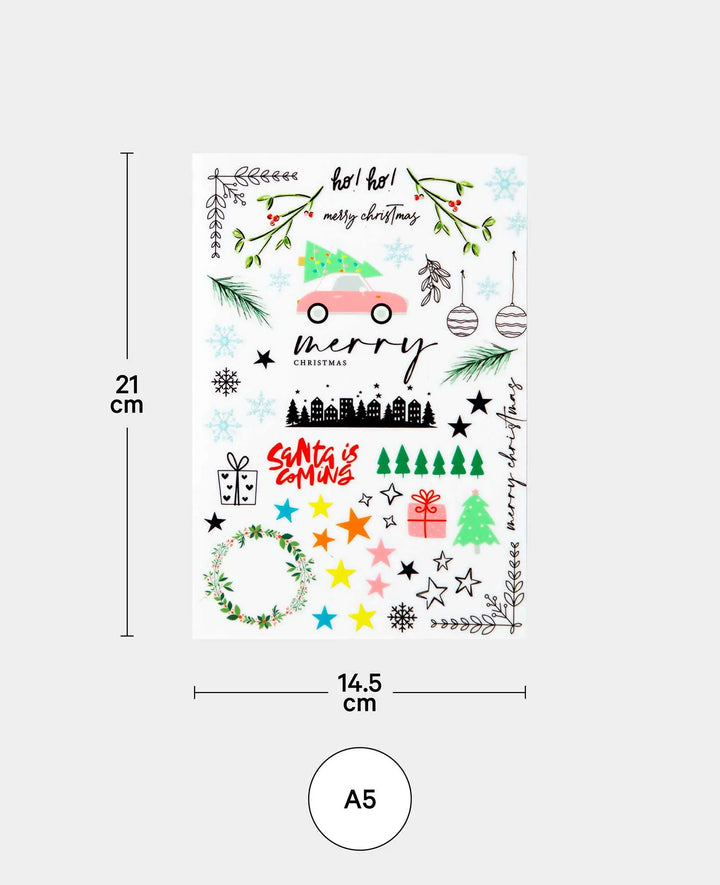 Rub-On Stickers X Mas, Colorful, 14.5 x 21 cm (A 5), 1 Sheet