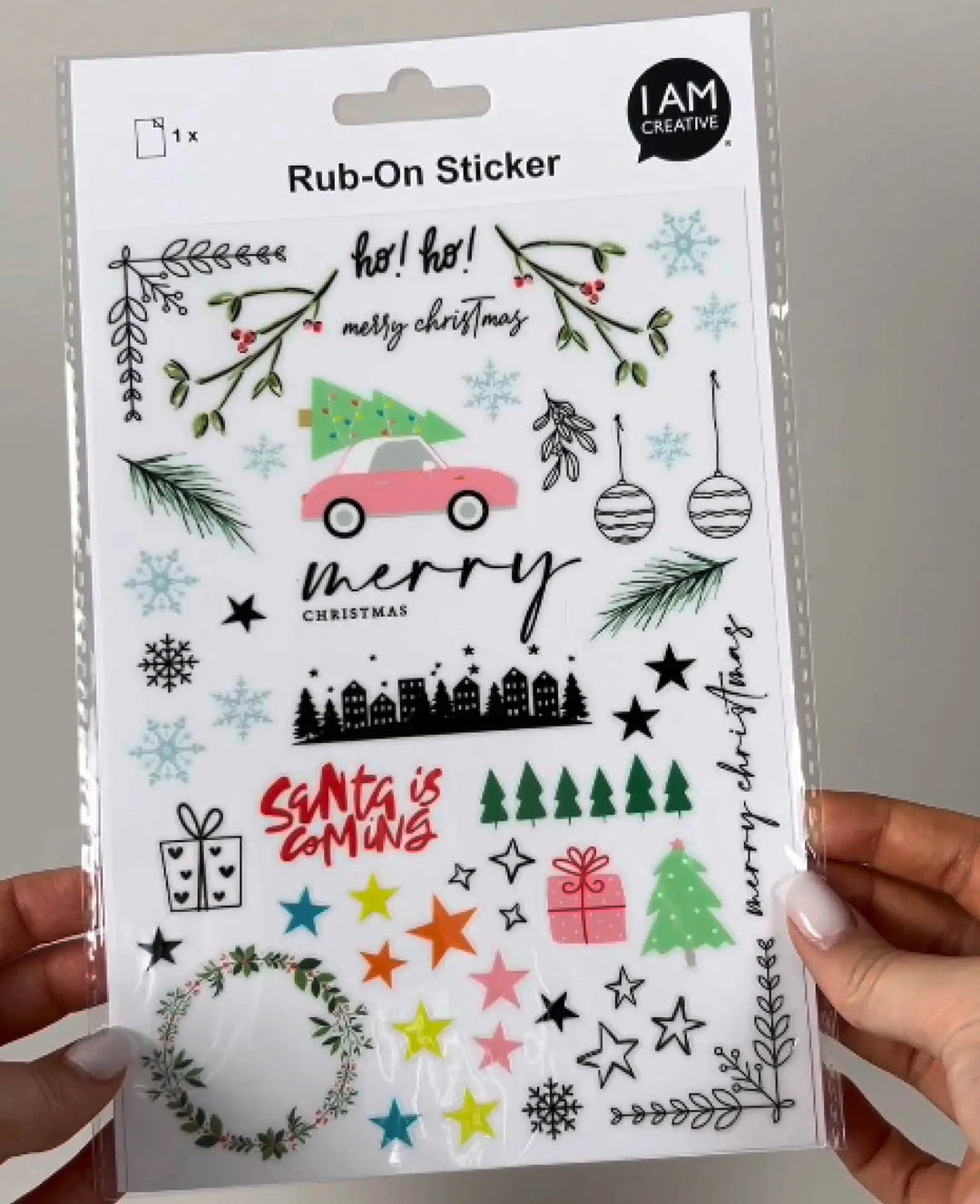 Rub-On Stickers X Mas, Colorful, 14.5 x 21 cm (A 5), 1 Sheet