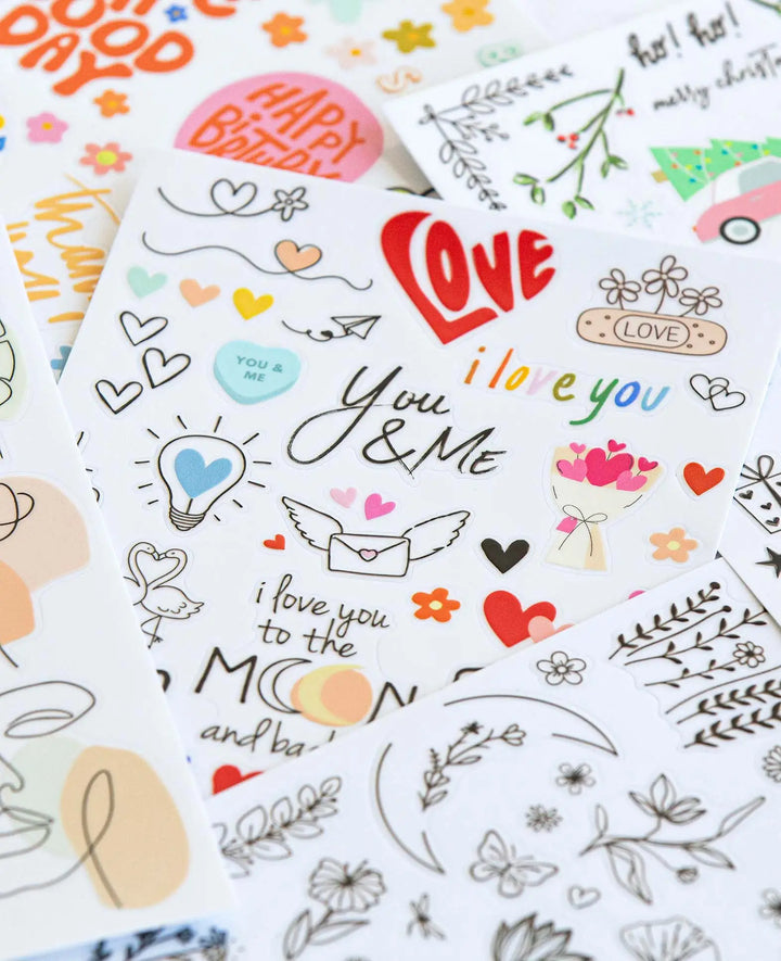Rub-On Stickers Love, Colorful, 14.5 x 21 cm (A5), 1 sheet
