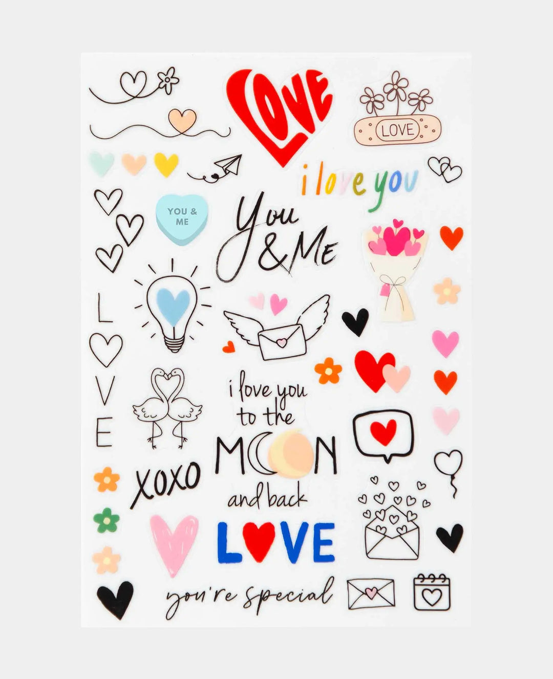Rub-On Stickers Love, Colorful, 14.5 x 21 cm (A5), 1 sheet