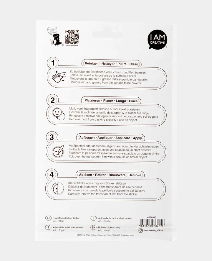 Rub-On Stickers Love, Colorful, 14.5 x 21 cm (A5), 1 sheet