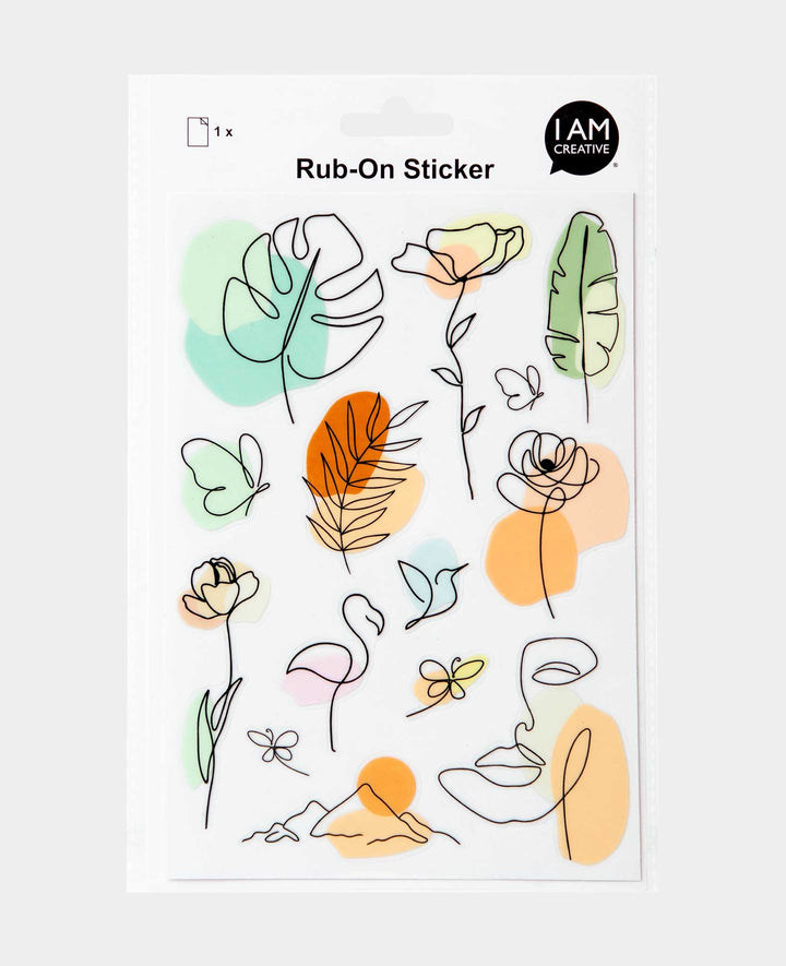 Rub-On Sticker Illustration, Colorful, 14.5 x 21 cm (A5), 1 sheet