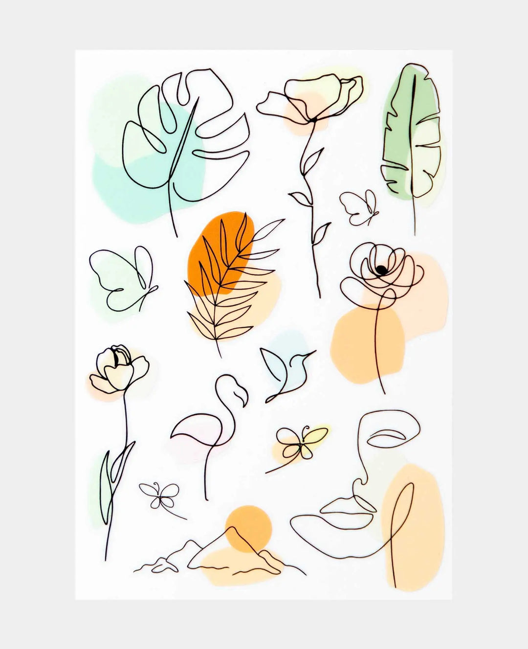 Rub-On Sticker Illustration, Colorful, 14.5 x 21 cm (A5), 1 sheet