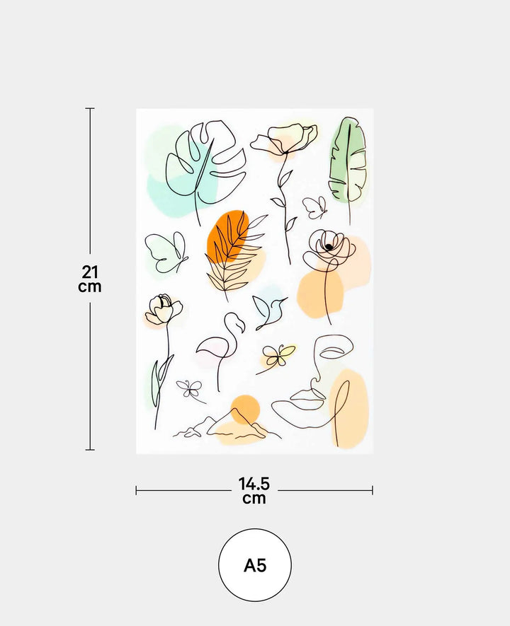 Rub-On Sticker Illustration, Colorful, 14.5 x 21 cm (A5), 1 sheet