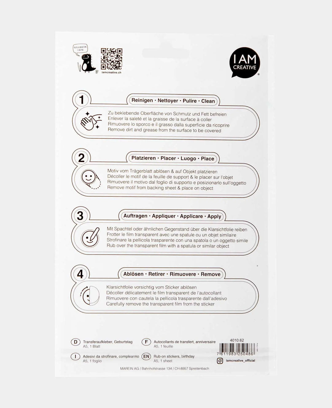 Rub-On Sticker Geburtstag, Bunt, 14.5 x 21 cm (A 5), 1 Blatt