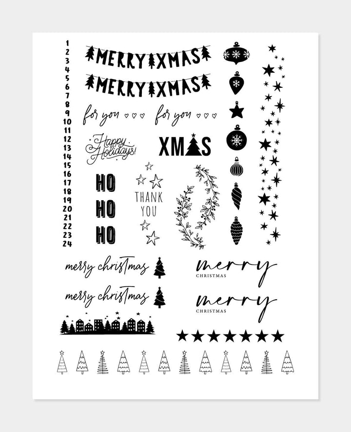 Waterslide Decal X-Mas I, A4 (21 x 29.7 cm), Candle Tattoos with Christmas Motifs, transparent with print