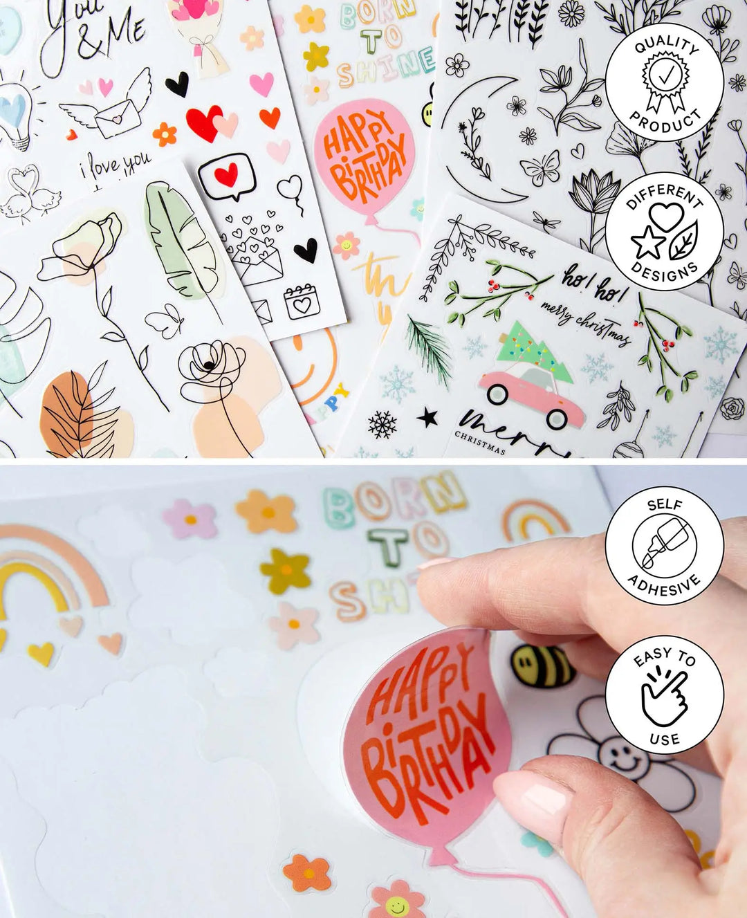 Rub-On Sticker Geburtstag, Bunt, 14.5 x 21 cm (A 5), 1 Blatt