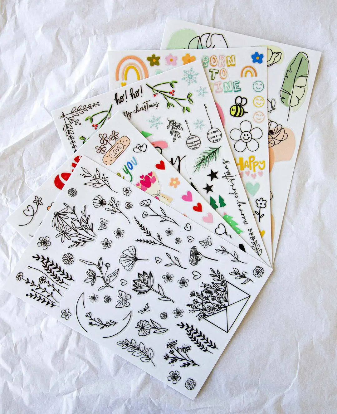Rub-On Sticker Blumen, Bunt, 14.5 x 21 cm (A 5), 1 Blatt