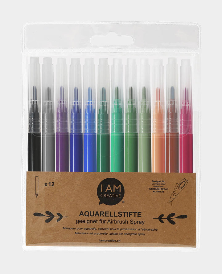 Pencil Set II, watercolor pencils for airbrush with water-based ink, earth colors, 12 pieces
