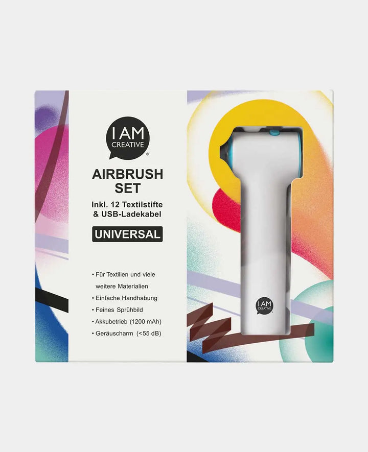 Air Brush Set, inkl. 12 Textilstifte &amp; USB-Ladekabel