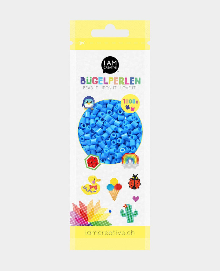 Perles à repasser en sachet, bleu, ø 5 mm, 1 000 pièces