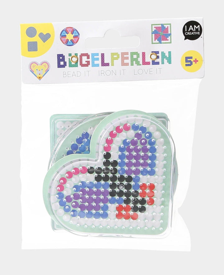 3 pegboards, for fuse beads, heart, square and circle, ø 9-10 cm, 3 designs