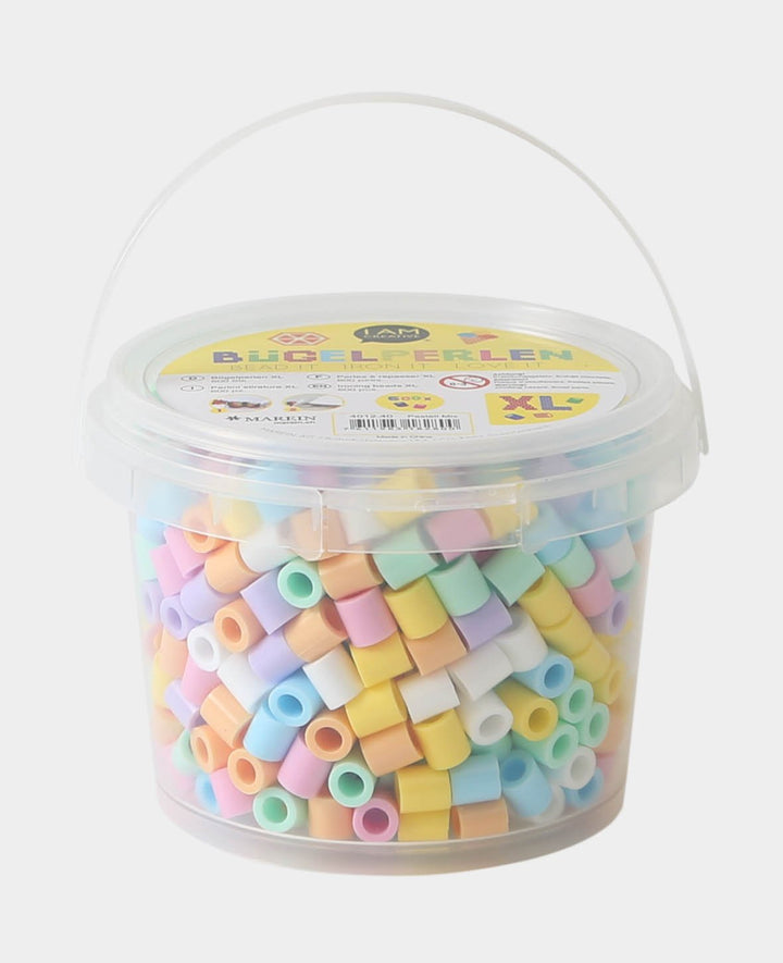 XL Iron-on Beads in a Bucket, Pastel Mix, ø 9 mm, 600 pieces