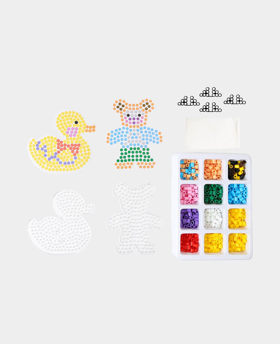 XL Iron-on Bead Set Duck &amp; Bear, ø 10 mm, 609 pieces