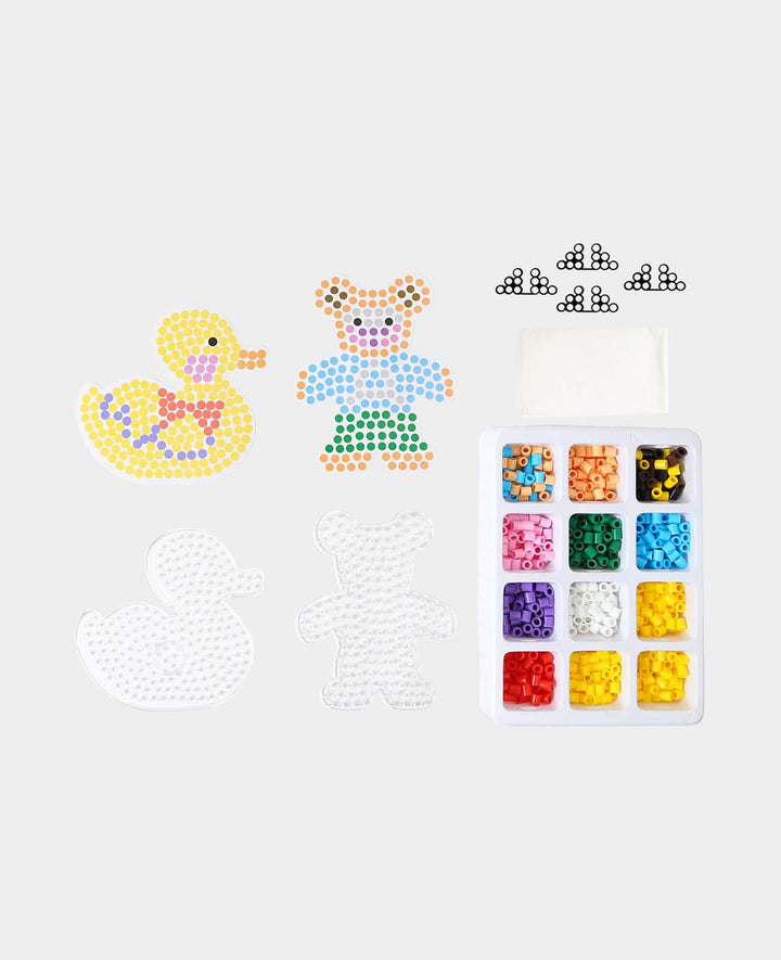 XL Iron-on Bead Set Duck &amp; Bear, ø 10 mm, 609 pieces