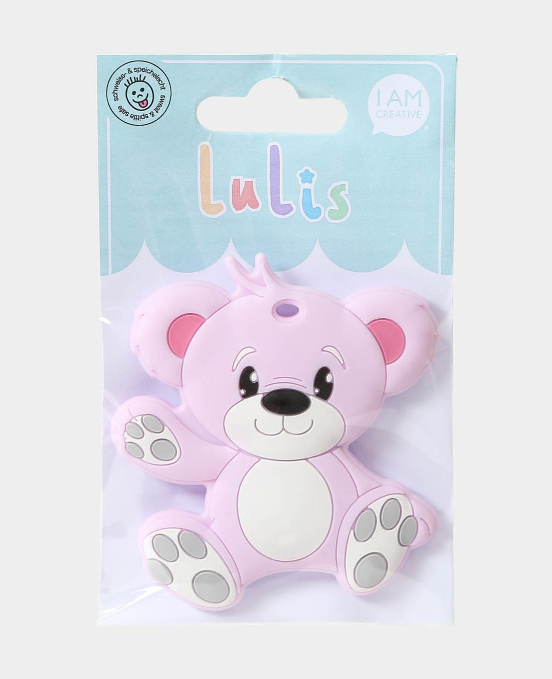 Bear for pacifier chains, light pink, 7.5 x 1.4 x 8 cm, 1 pc.