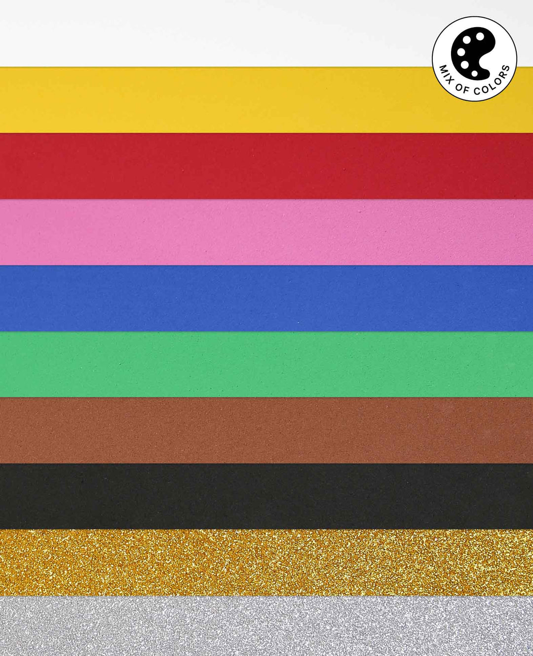 Set de mousse EVA, 8 couleurs de base et 2 couleurs pailletées, 2mm x 30 x 40 cm