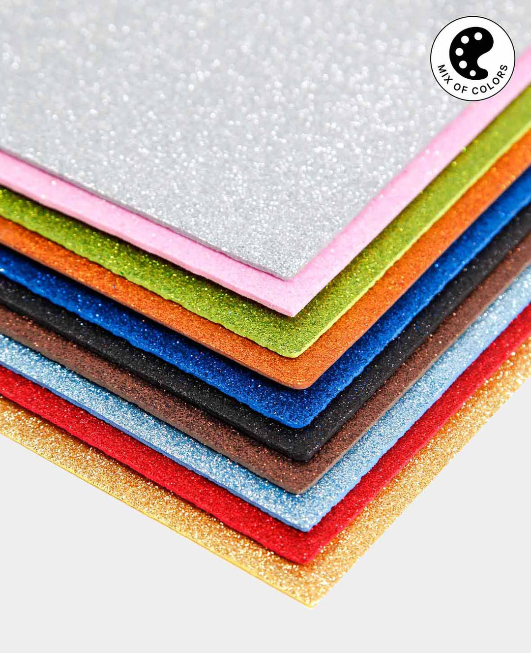 Moosgummi Set A4, Bunt Glitter, 2mm x 30 x 40 cm, 10 Stück