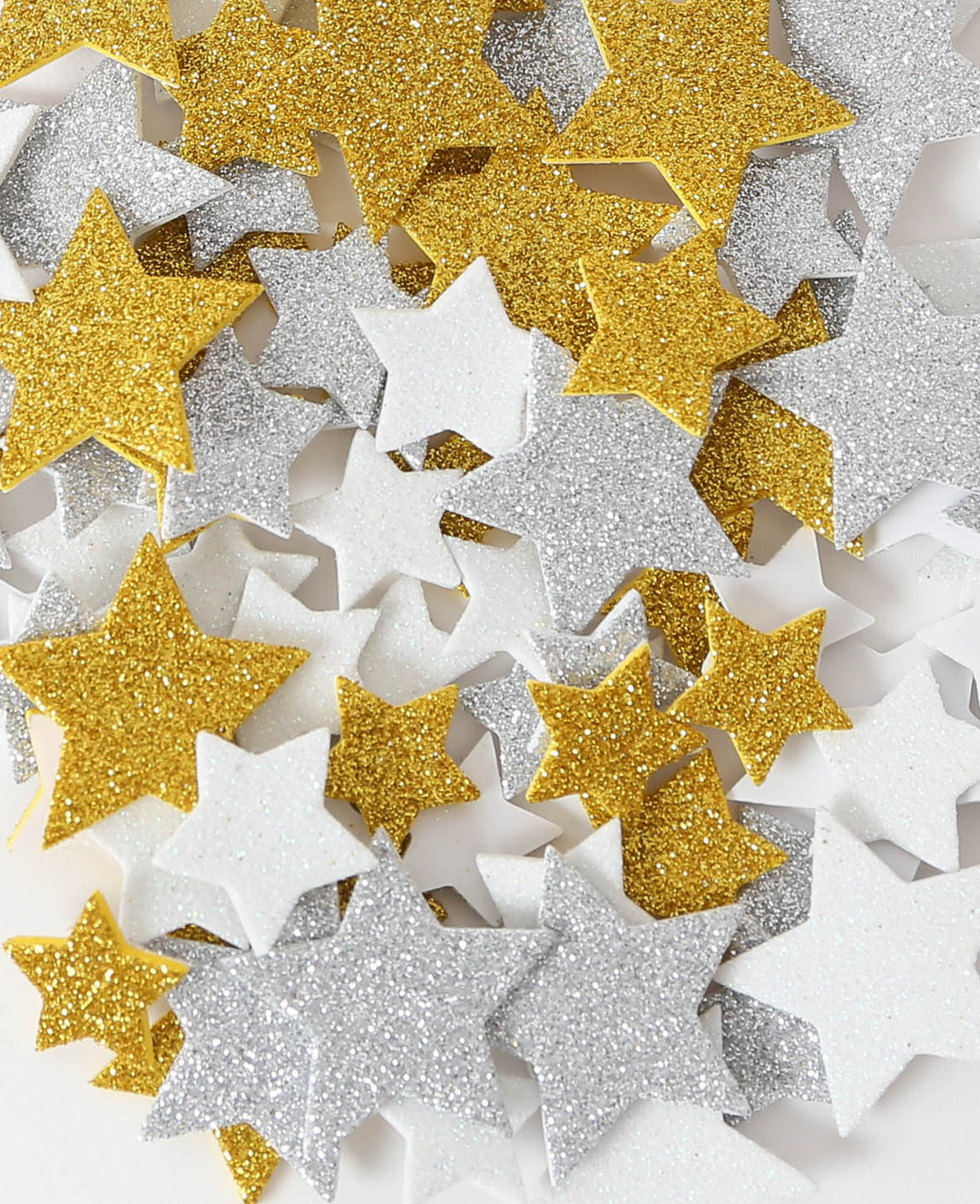 Moosgummi Sticker Glitter Sterne, ø 2-3.5 cm, 120 Stk.