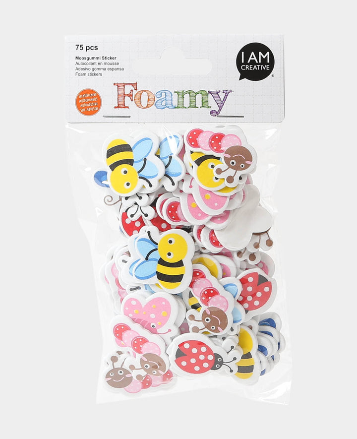 Foam Stickers Ladybugs &amp; Butterflies, ø 4 cm, 75 pcs.