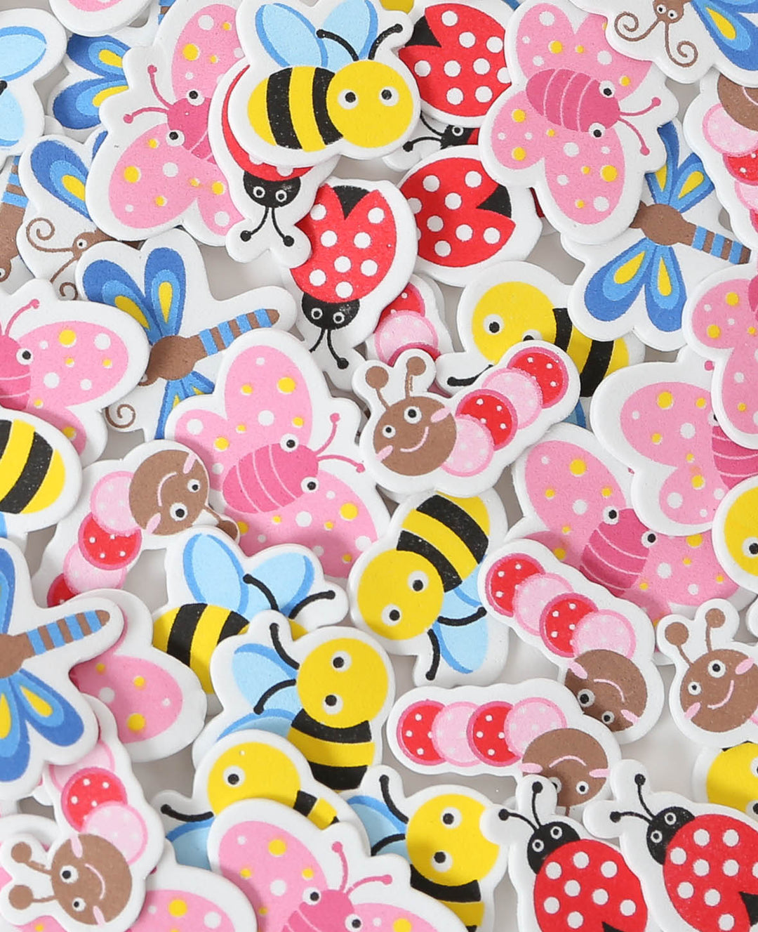 Foam Stickers Ladybugs &amp; Butterflies, ø 4 cm, 75 pcs.
