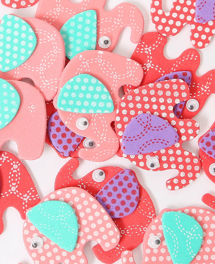 Foam Rubber Elephant Stickers, 4.5 x 3 cm, 20 pcs.