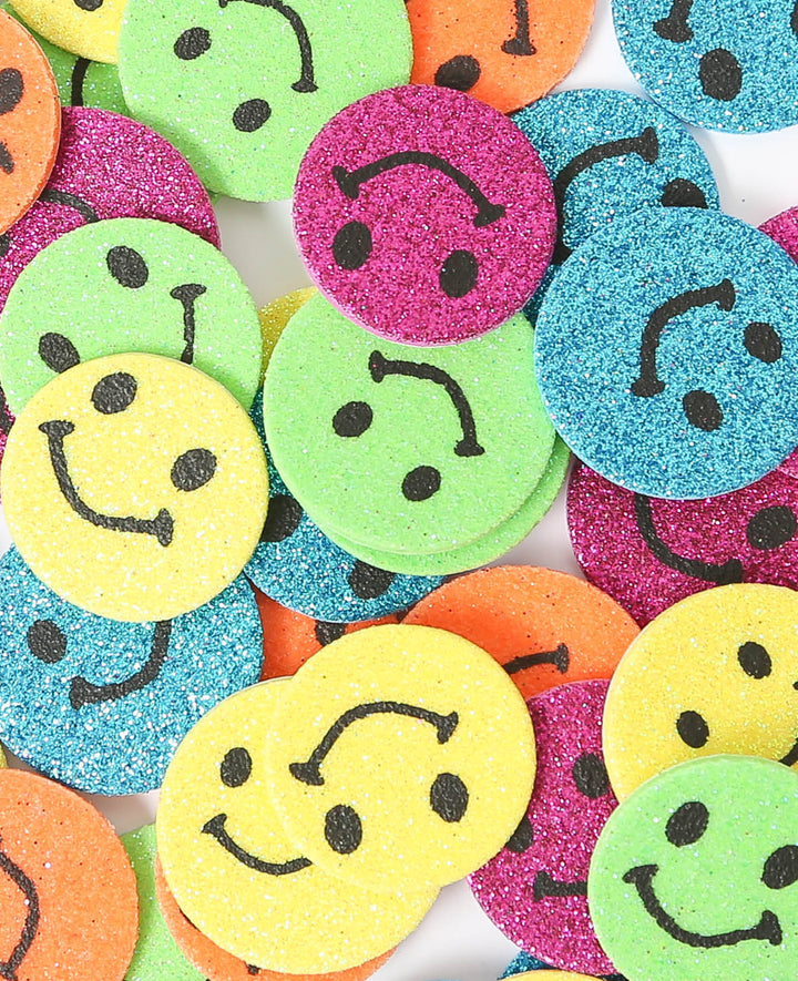 Moosgummi Sticker Glitter Smilies, ø 2.9 cm, 50 Stk.