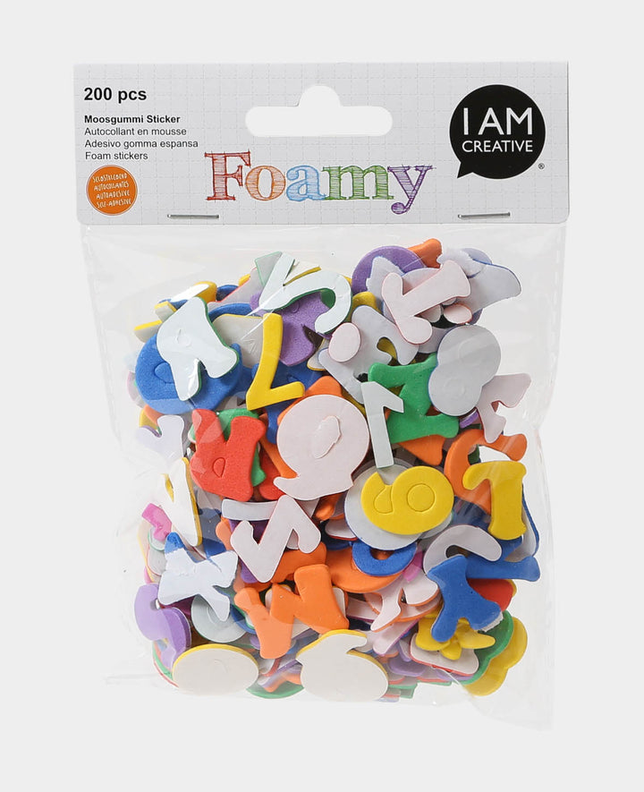 Moosgummi Sticker ABC &amp; Zahlen, 2 x 2 cm, 200 Stk.