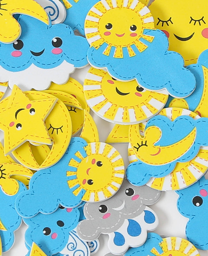 Foam Rubber Stickers Sun &amp; Moon, 4-6 cm, 40 pcs.