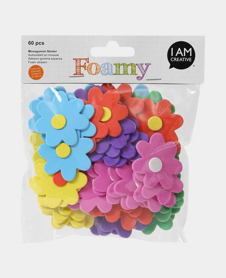 Moosgummi Sticker Blumen, ø 4.5 cm, 60 Stk.