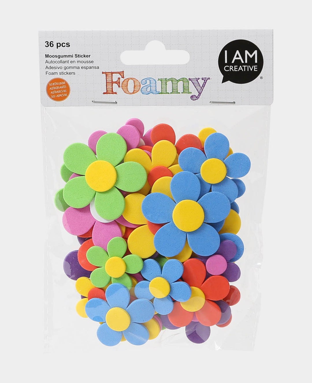 Foam Stickers Flowers, ø 3.7 cm, 36 pcs.