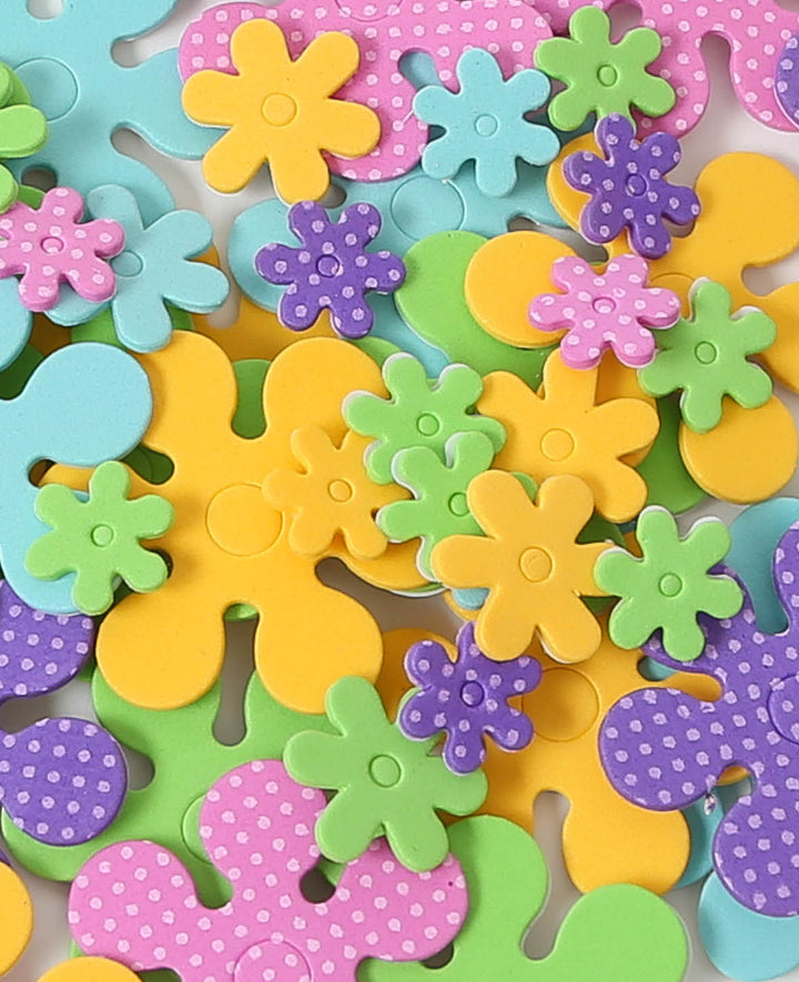 Moosgummi Sticker Blumen mit Loch, ø 1.3, 5 cm, 96 Stk.