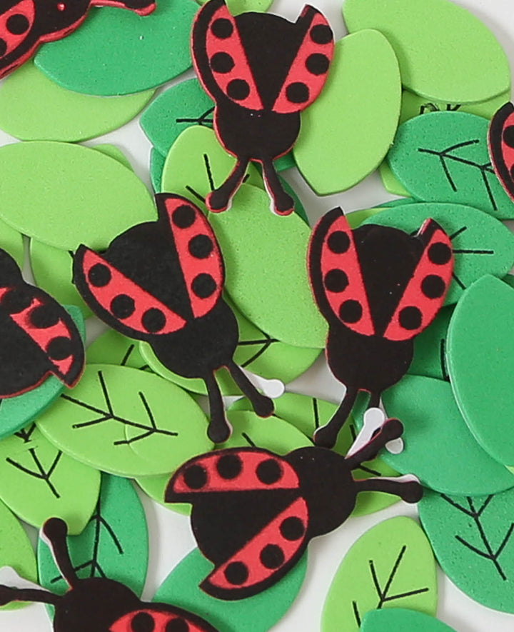 Foam Stickers Ladybugs &amp; Leaves, 2.5 x 4.3 cm, 76 pcs.