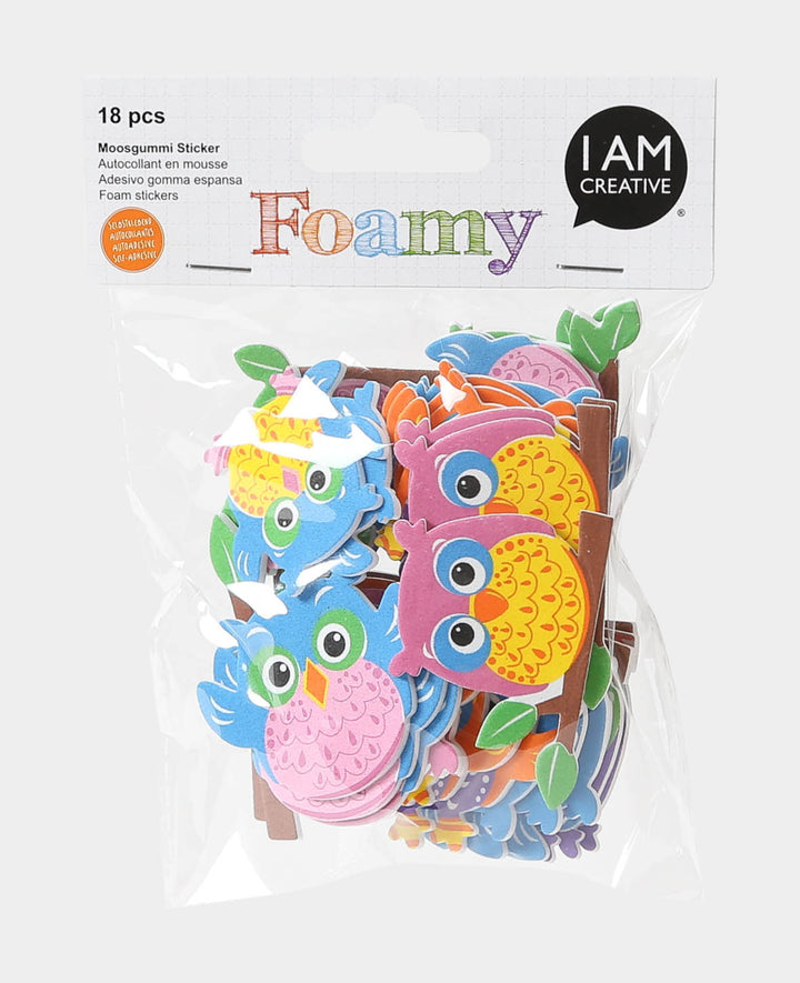 Moosgummi Sticker Eulen, 6.5 x 4 cm, 18 Stk.