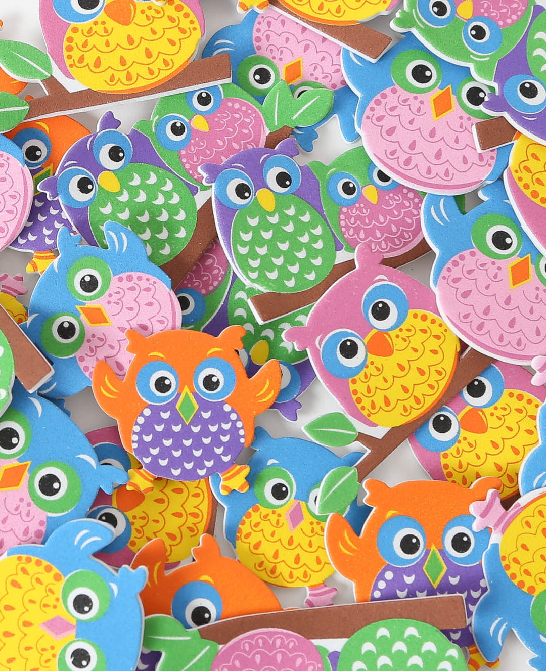 Moosgummi Sticker Eulen, 6.5 x 4 cm, 18 Stk.