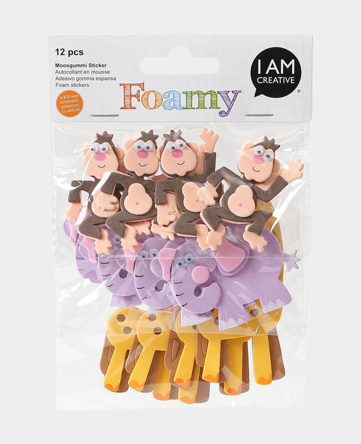 Foam Rubber Stickers Wild Animals I, 5.5-9.5 cm, 12 pcs.