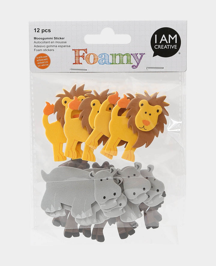 Foam Rubber Stickers Wild Animals II, 5.5-6 cm, 12 pcs.
