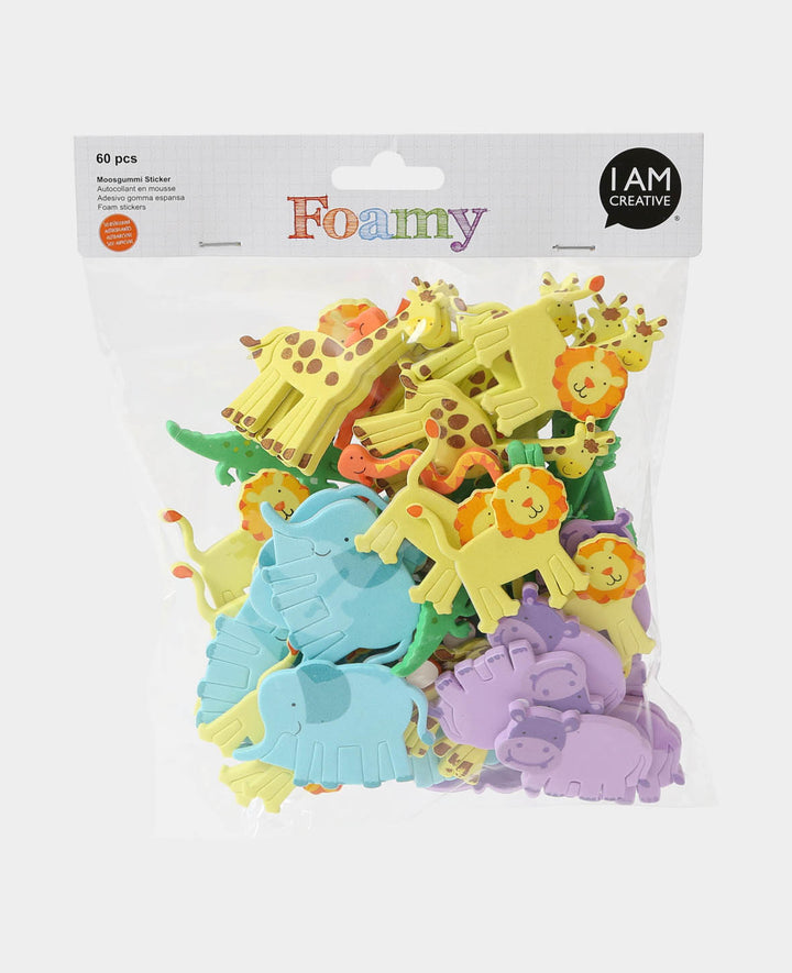 Moosgummi Zoo Tiere, 4-5.5 cm, 60 Stk.