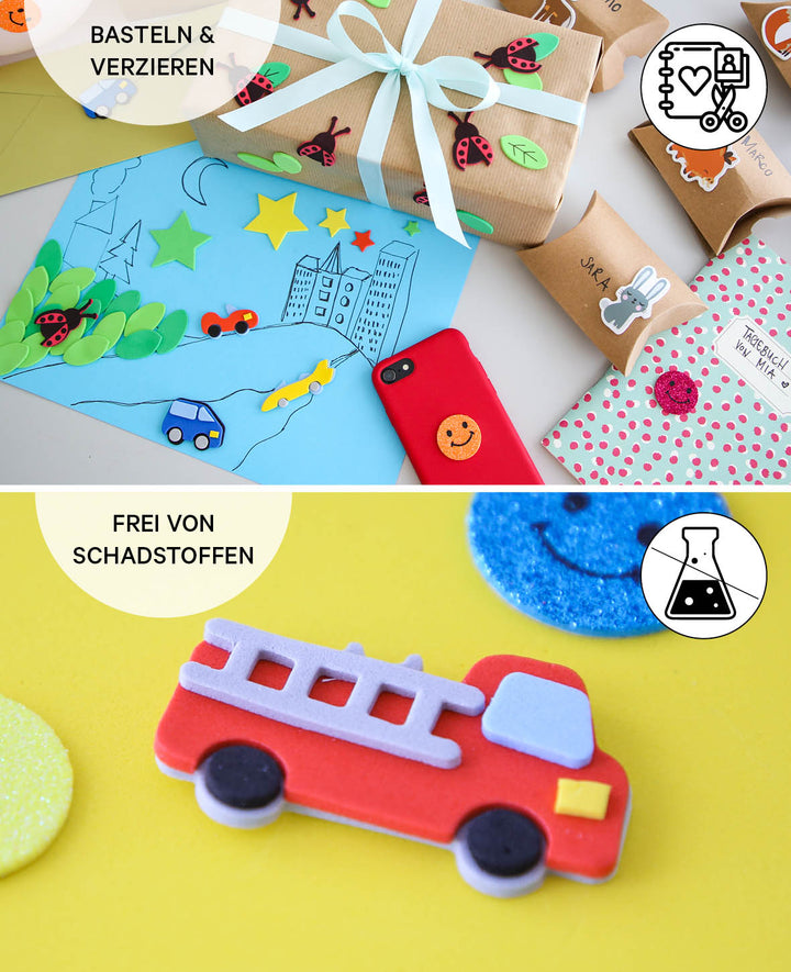Moosgummi Sticker Sterne, ø 1, 4.5 cm, 216 Stk.