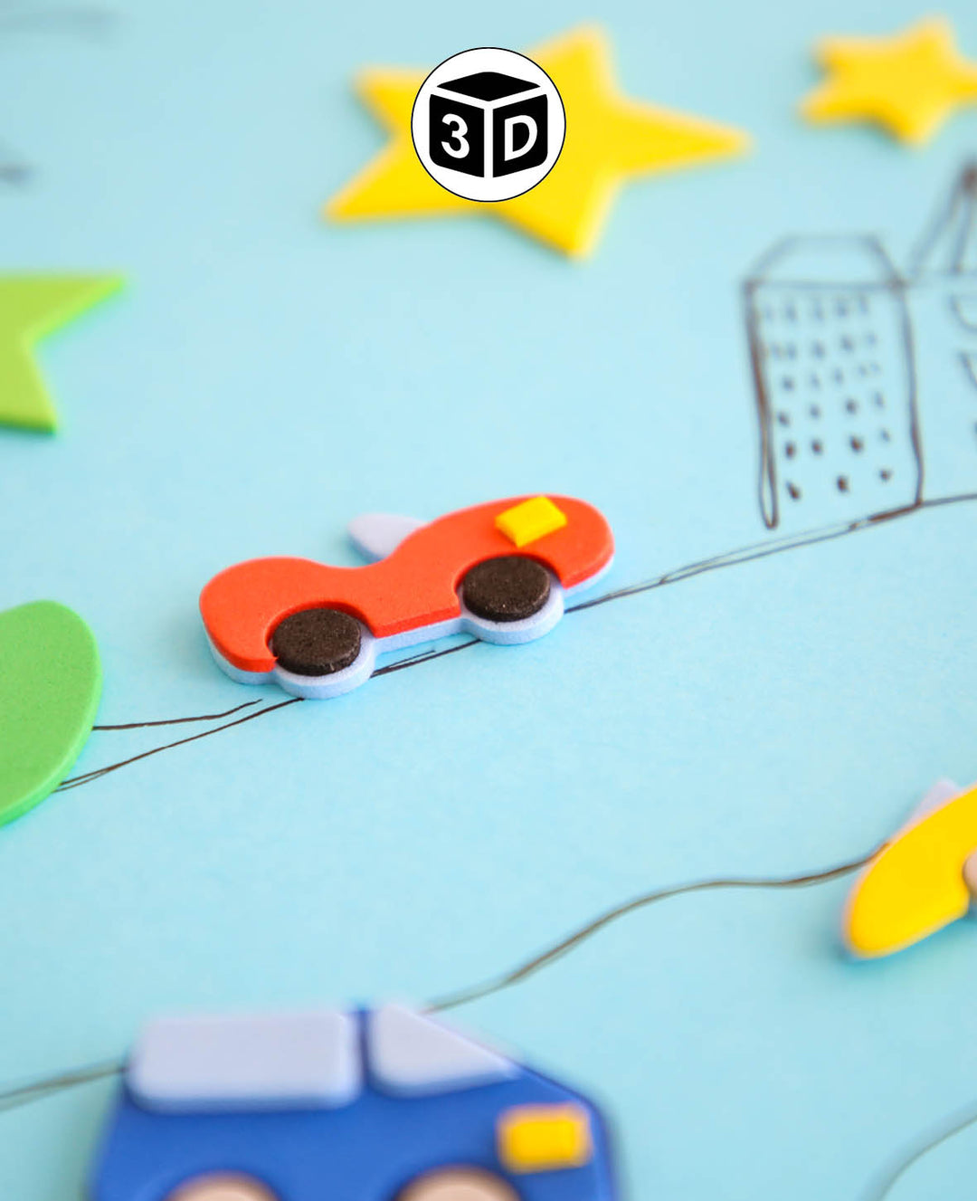 Moosgummi Sticker Cars III, 3.5-4.5 cm, 16 Stk.