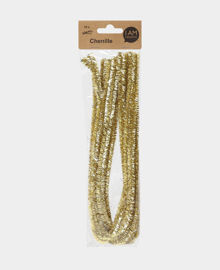 Chenille Wire / Pipe Cleaners, Gold, ø 9 mm x 50 cm, 10 pieces