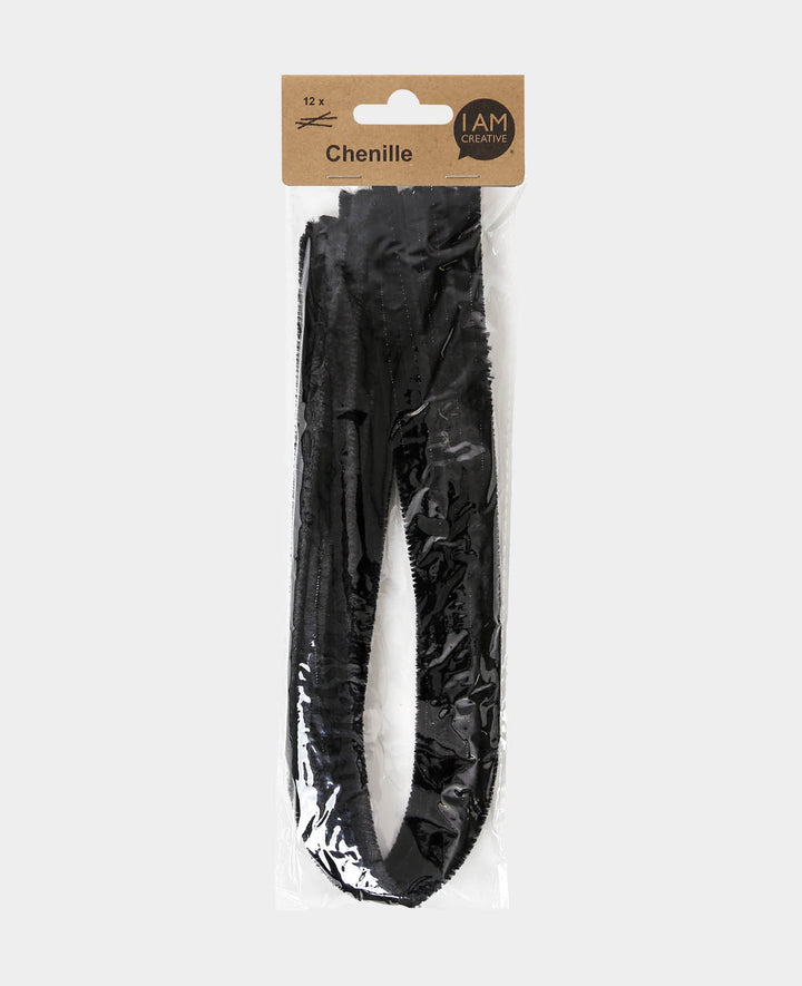 Chenilledraht / Pfeifenputzer, Schwarz, ø 9 mm x 50 cm, 12 Stück