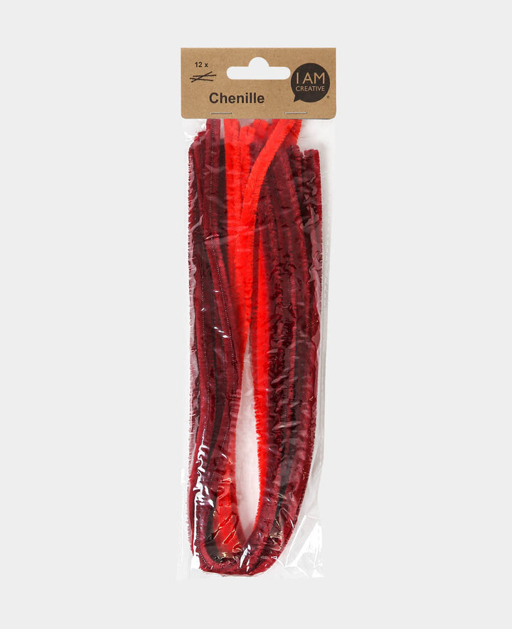 Chenilledraht / Pfeifenputzer, Rot-Mix, ø 9 mm x 50 cm, 12 Stück