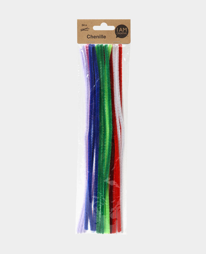 Chenilledraht / Pfeifenputzer, Bunt, ø 6 mm x 30 cm, 24 Stück