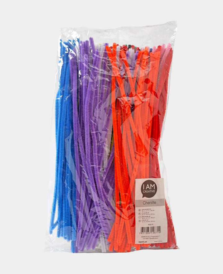 Chenille Wire / Pipe Cleaners Bulk Pack, Assorted, ø 6 mm x 30 cm, 200 pieces