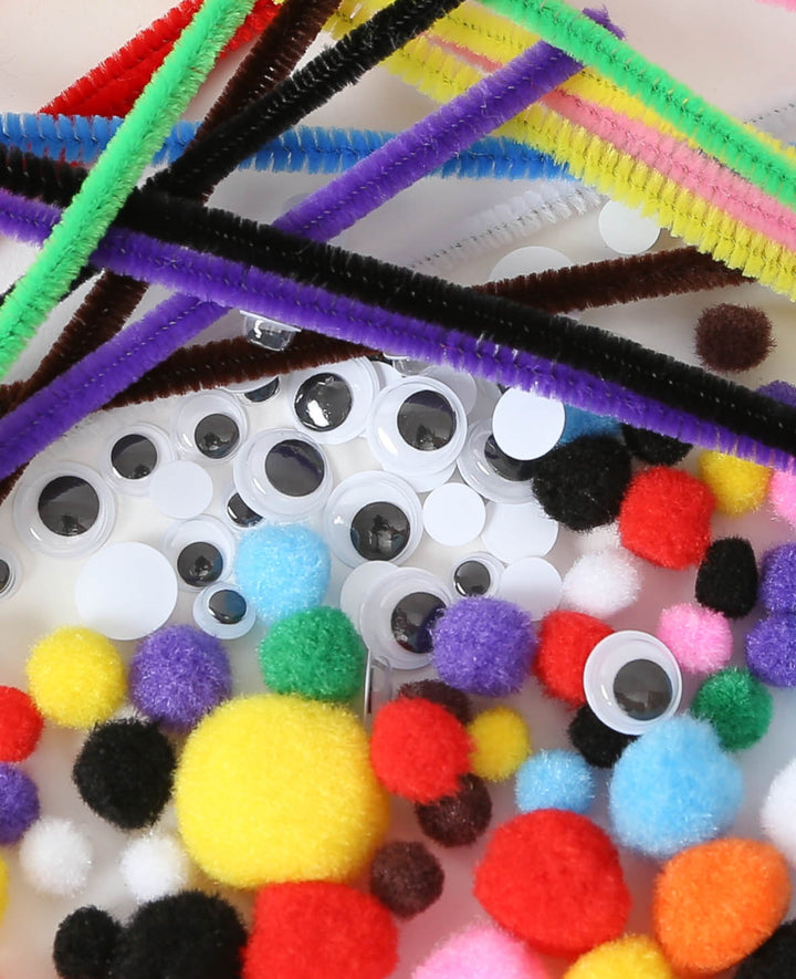 Chenille &amp; Pompons Set, bunt